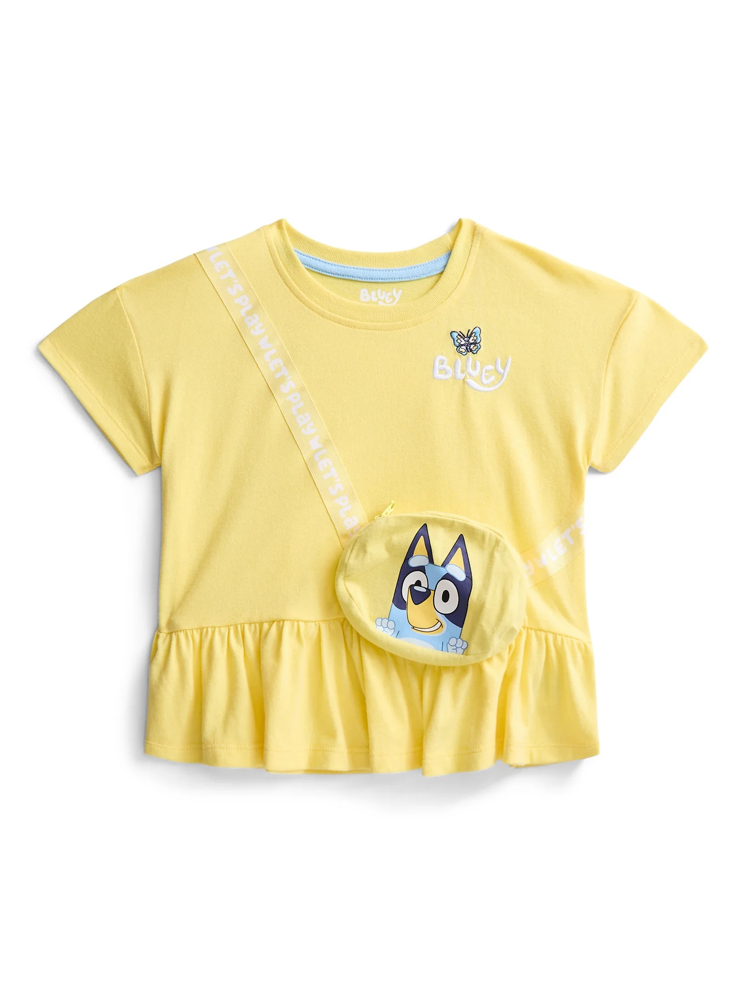 Bluey Toddler Girls Short Sleeve Peplum Tee with 3-D Bag, Sizes 12M-5T - Walmart.com | Walmart (US)