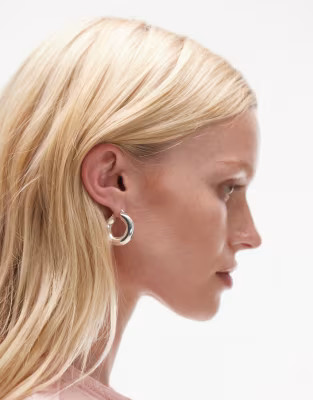 ARKET chunky hoop earrings in silver plated brass | ASOS (Global)