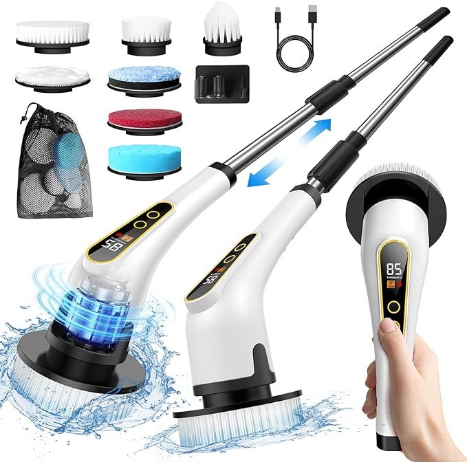 Electric Spin Scrubber for Cleaning, Cordless Scrub Brush with Adjustable Speeds & Long Handle, 7... | Amazon (US)