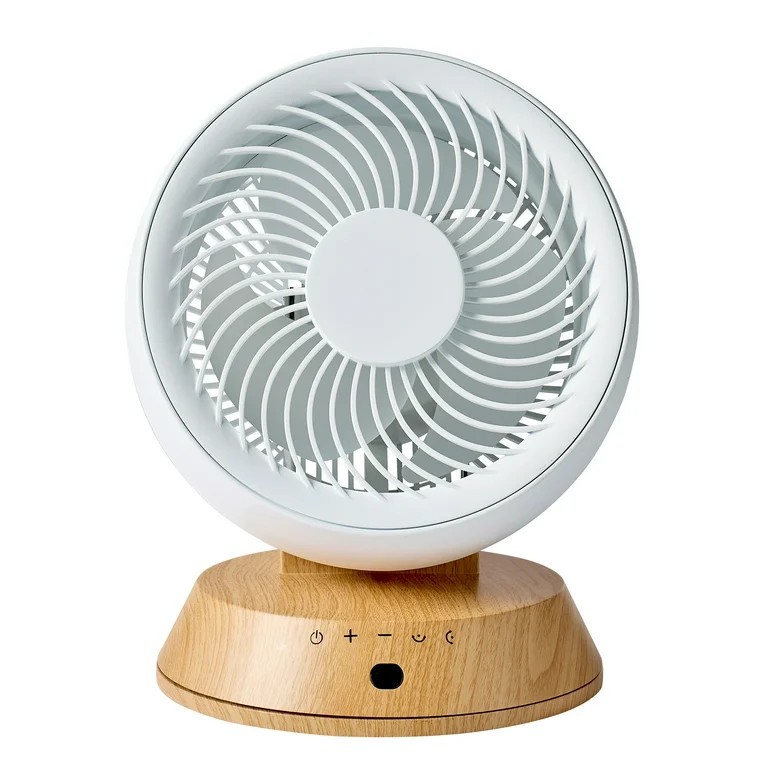 Better Homes & Gardens Juliet Collection 7 in Circulating Tabletop Fan, White and Light Honey | Walmart (US)
