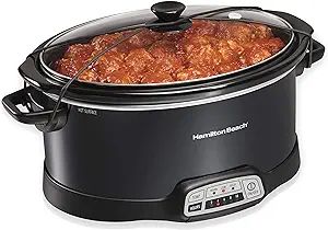 Hamilton Beach Programmable Slow Cooker with Three Temperature Settings, 7-Quart + Lid Latch Stra... | Amazon (US)