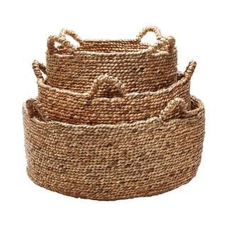 Low Rise Natural Water Hyacinth Decorative Baskets (Set Of 3) | The Home Depot