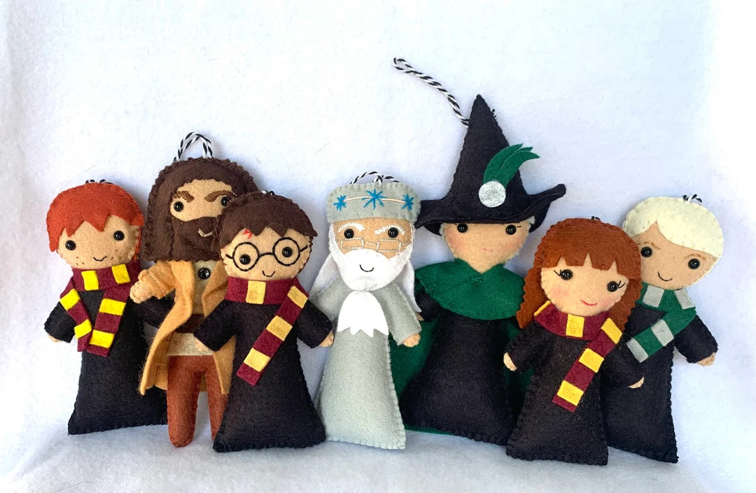 Wizard Inspired, Felt Harry, Hermoine, Ron, Dumbledore, Draco, Hagrid, Mcgonnagall, Ornament, Hol... | Etsy (US)