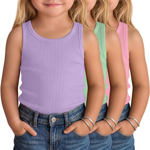 VhicPlevo 3 Pack Baby and Toddler Girls Tank Tops, 3-Color, 18-24 Month | Amazon (US)