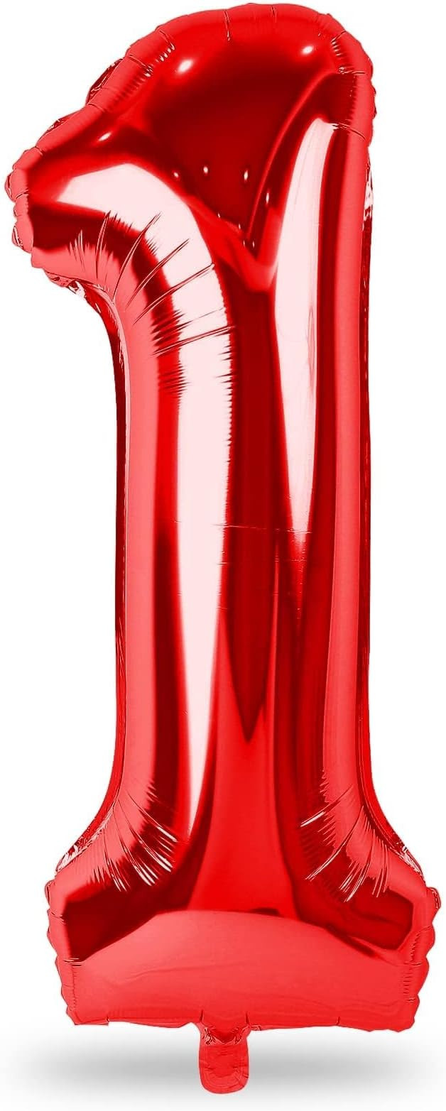 Red Number 1 Balloons, 40 Inch Large Foil Number Balloons Set 0-9 for Women, Self Inflating Digit... | Amazon (US)