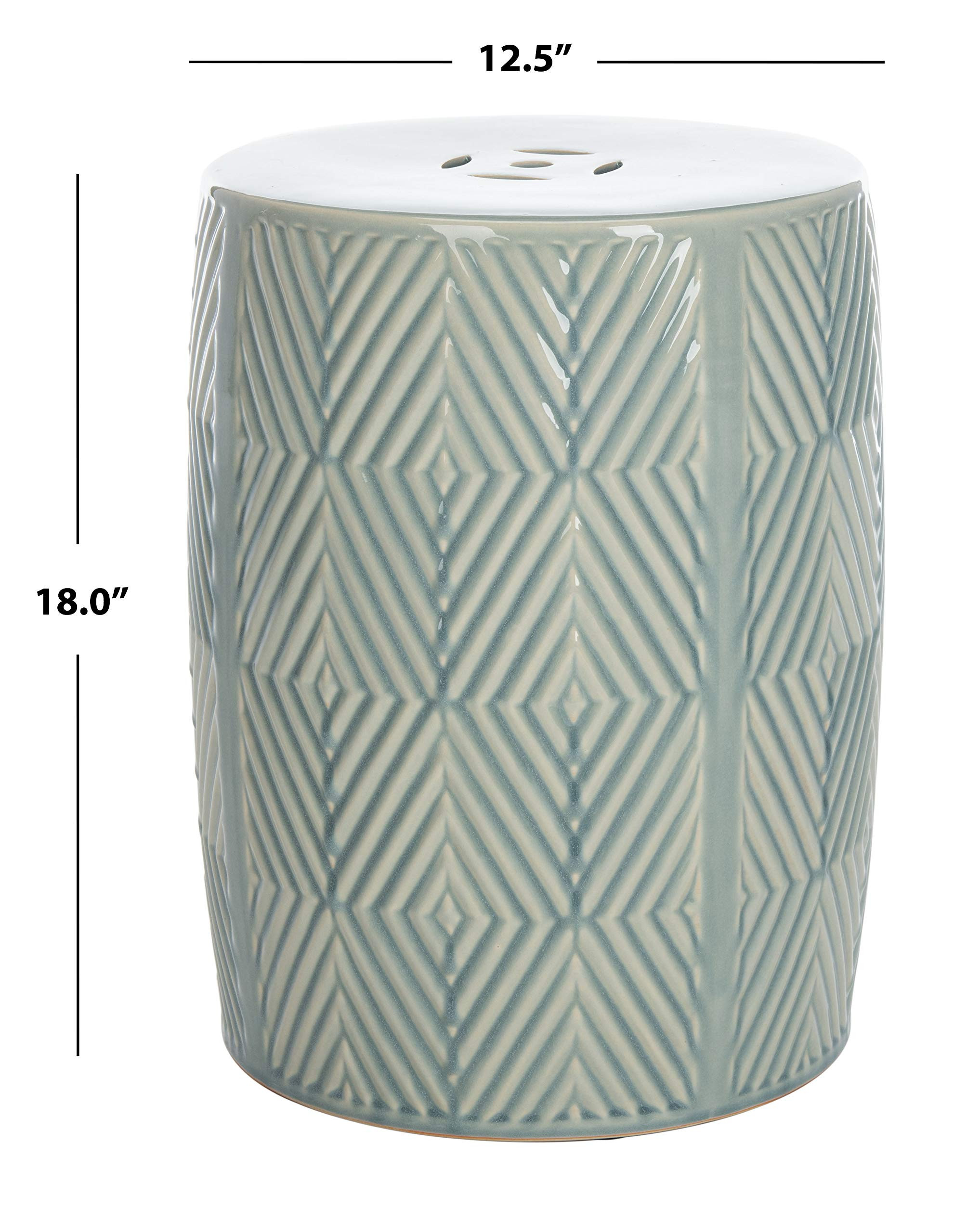 SAFAVIEH Home Hemdi Light Blue Ceramic 18-inch Indoor/Outdoor Garden Stool Side Table | Amazon (US)
