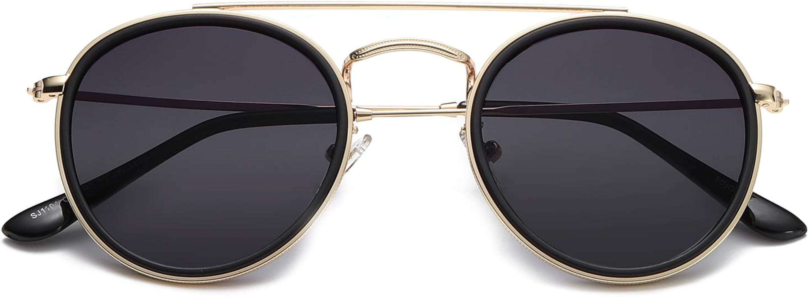 Small Retro Round Polarized Sunglasses UV400 Double Bridge Sunnies SUNSET SJ1104 | Amazon (US)