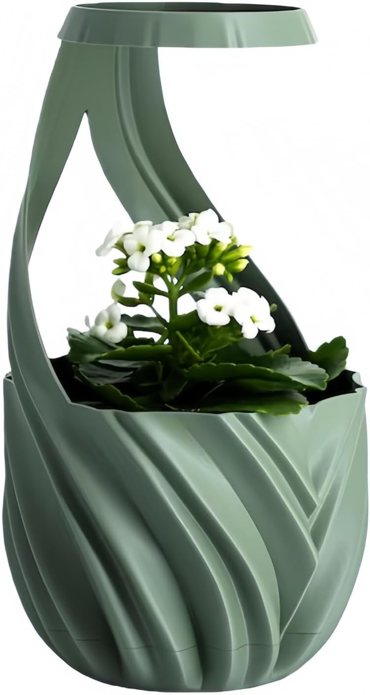 Raindrop Self-Watering Planter with Twist-Drain Saucer, Leak-Proof Indoor Flower Pot for Housepla... | Amazon (US)