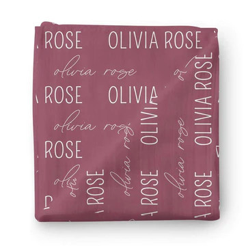 Personalized Boysenberry Baby Name Swaddle Blanket - Block & Script | Caden Lane