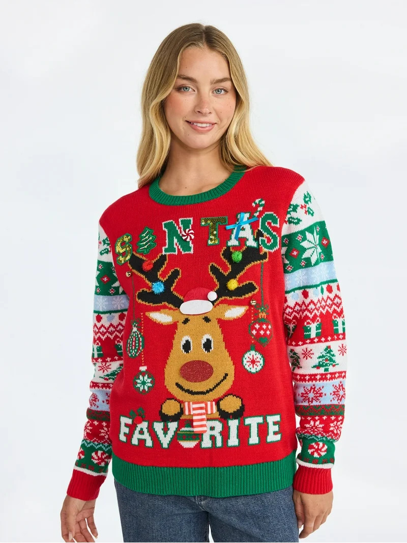 No Boundaries Christmas Sweater, Lightweight, Women's | Walmart (US)