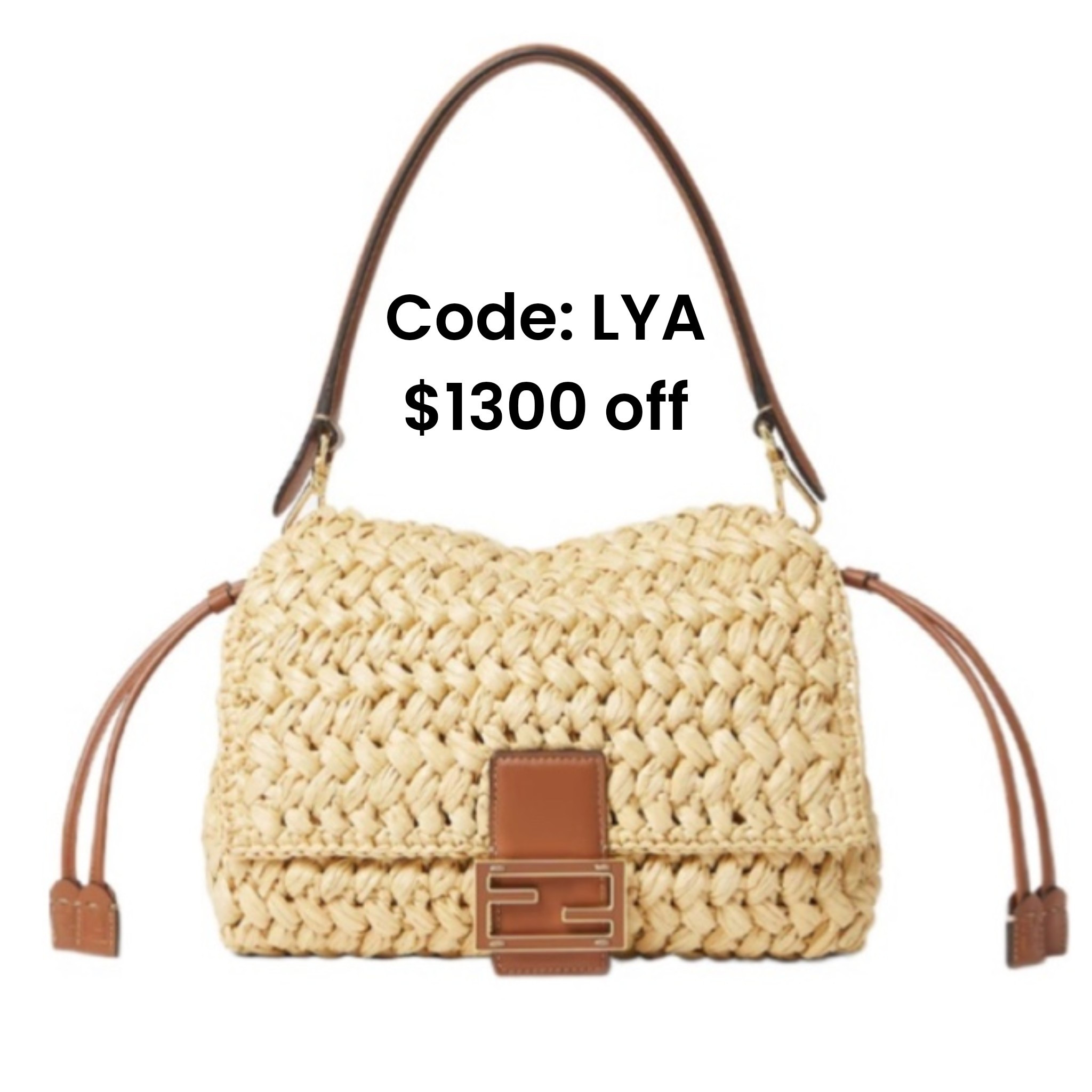 FENDI MAMMA BAGUETTE RAFFIA