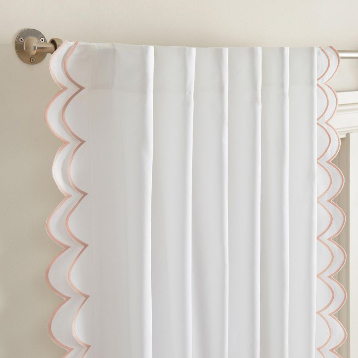 Scallop Trimmed Light-Filtering Curtain | Pottery Barn Teen
