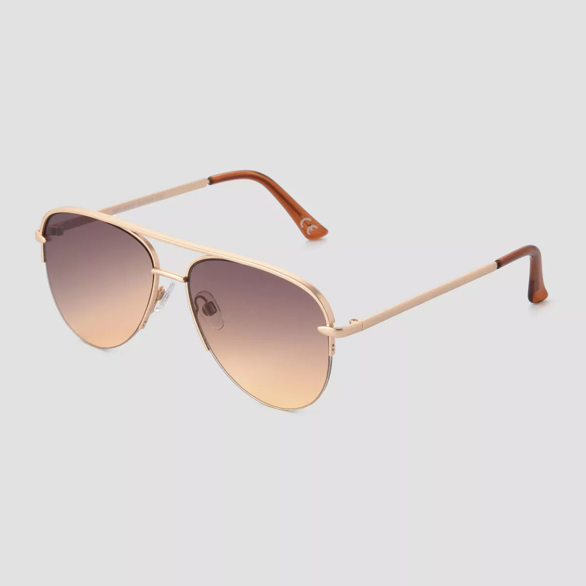 Women's Aviator Sunglasses - Universal Thread™ Gold: Scratch-Resistant, UV Protection, Semi-Rim... | Target
