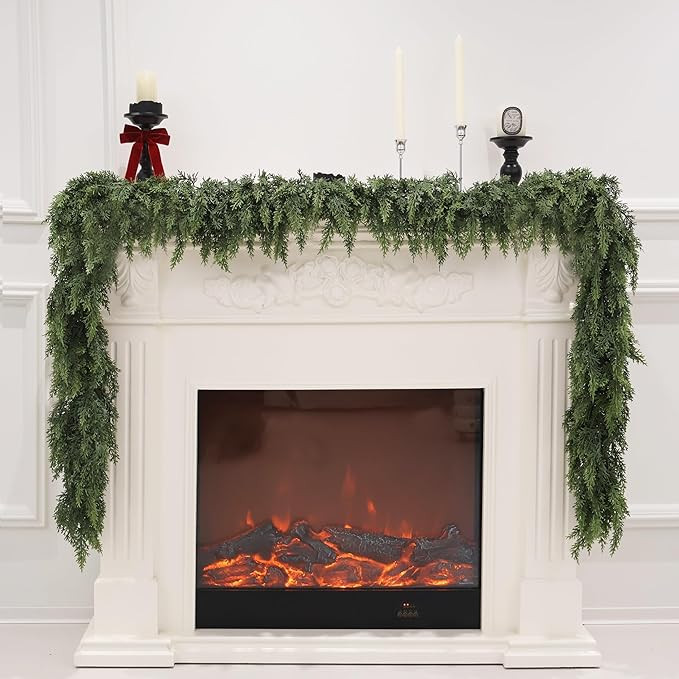Artificial Cedar Garland for Christmas Decoration - Realistic Winter Greenery Garland for Mantel,... | Amazon (US)