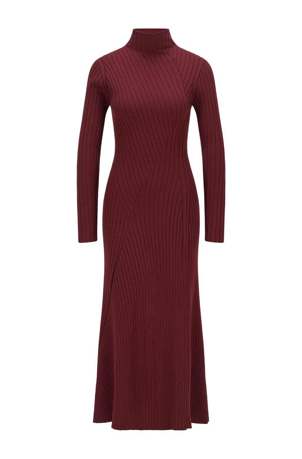 BOSS - Long-length knitted dress with placement ribbing | Hugo Boss (UK)