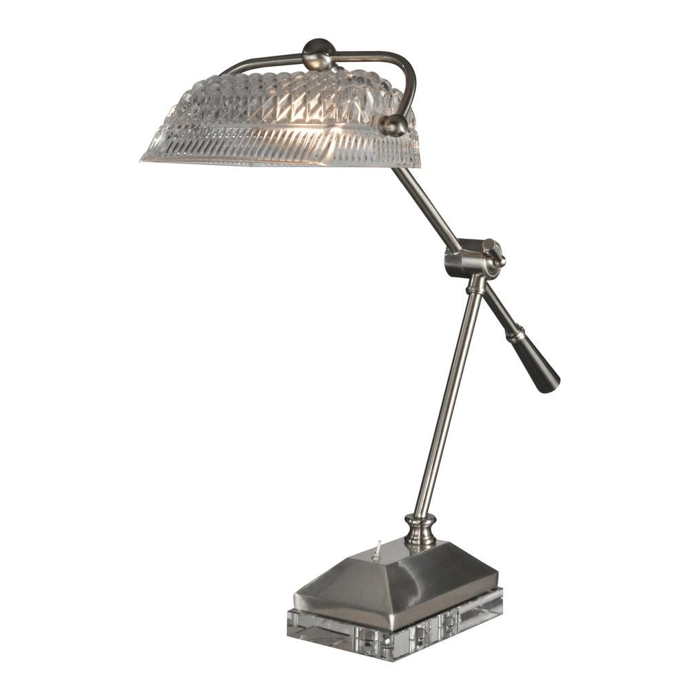 Dale Tiffany 17.75 in. Satin Nickel Desk Lamp with Hand Cut Crystal | The Home Depot
