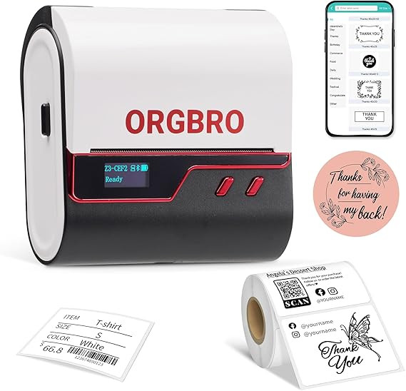 ORGBRO Z3 Label Maker Machine with Tape, 3 Inch Bluetooth Thermal Label Printer, Portable Sticker... | Amazon (US)