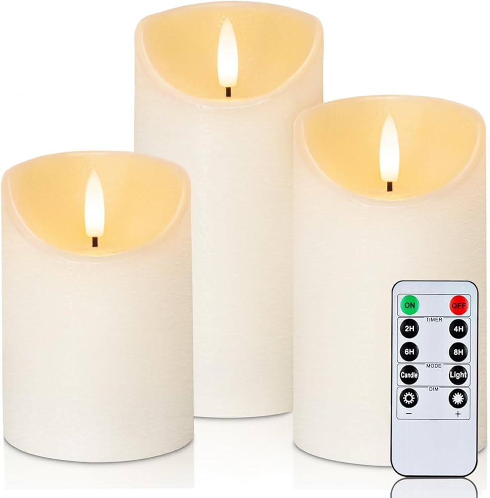 Homemory Flickering Flameless Candles, Realistic LED Candles with Remote and Timer, Textured Wax ... | Amazon (US)