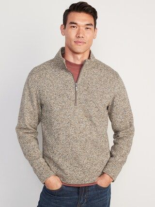 Sweater-Fleece Mock-Neck Quarter-Zip Sweatshirt for Men | Old Navy (CA)