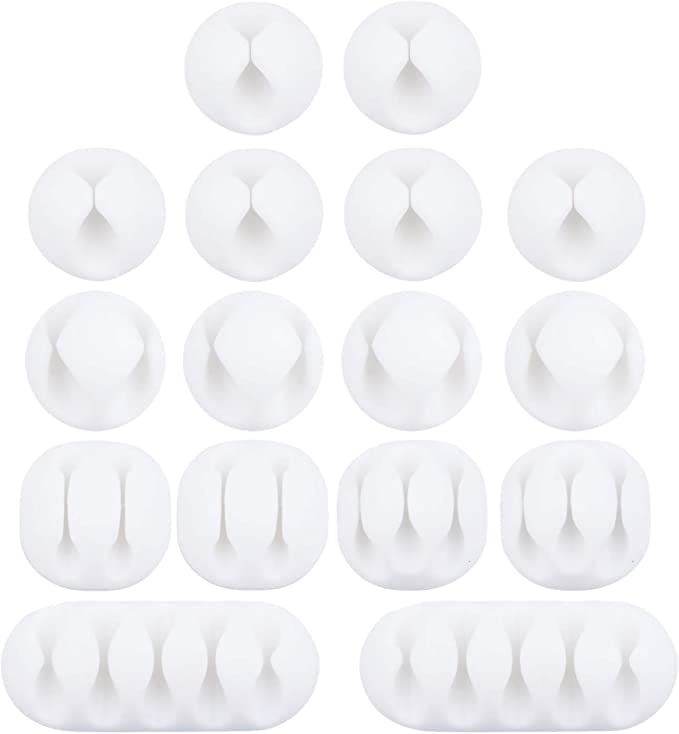 OHill Cable Clips, 16 Pack White Adhesive Cord Holders, Ideal Cable Management Cord Organizer Cab... | Amazon (US)