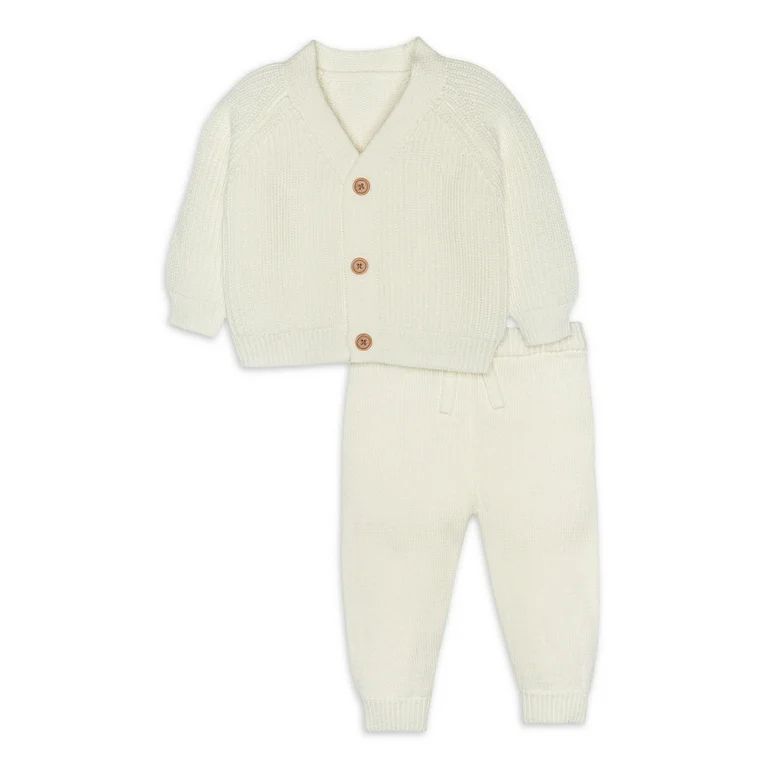 Modern Moments by Gerber Baby Boy or Girl Unisex Knit Cardigan Sweater & Jogger Outfit Set, 2 Pie... | Walmart (US)
