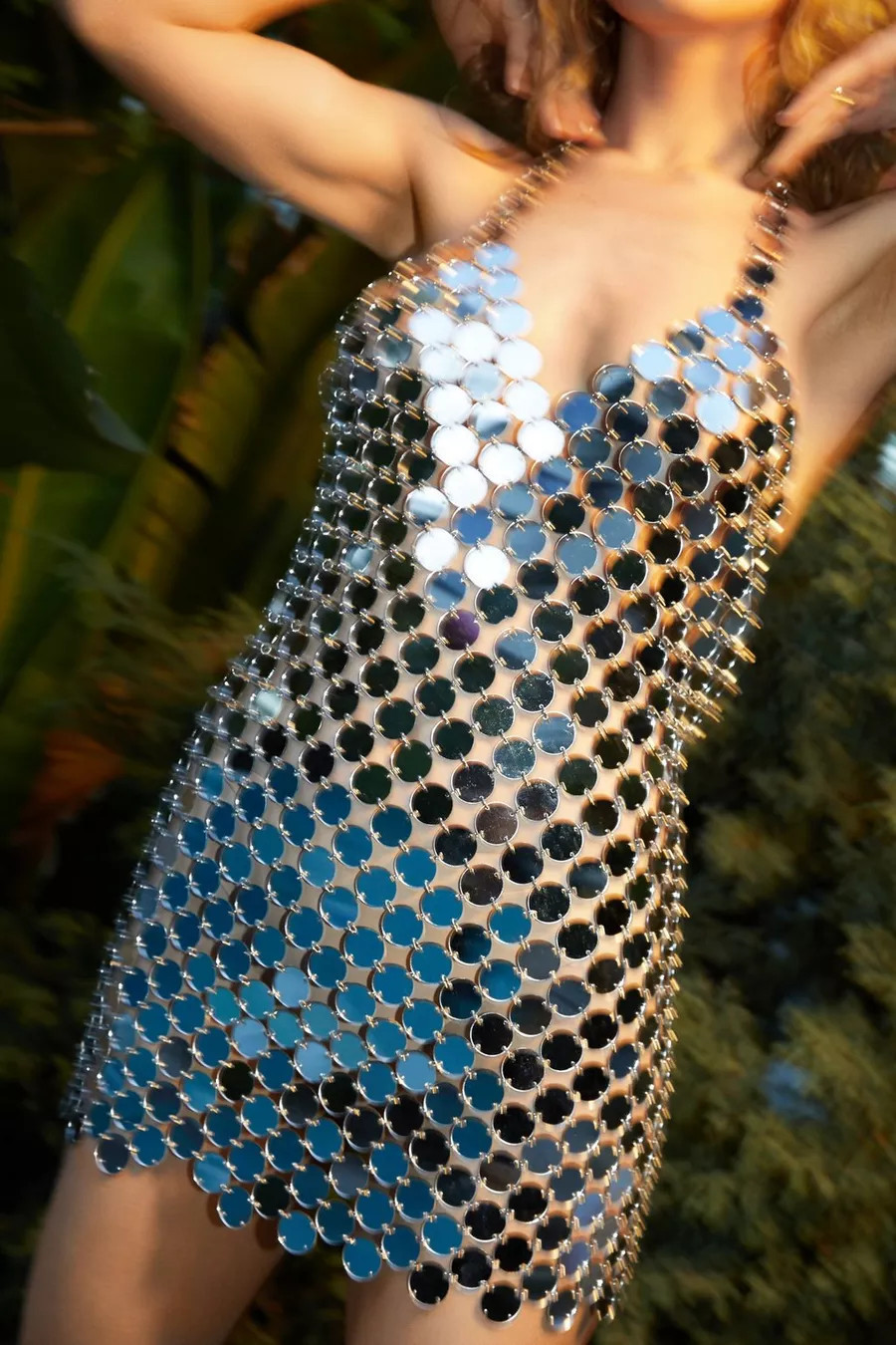 Disc Chainmail Sequin Halter Mini Dress | Nasty Gal (US)