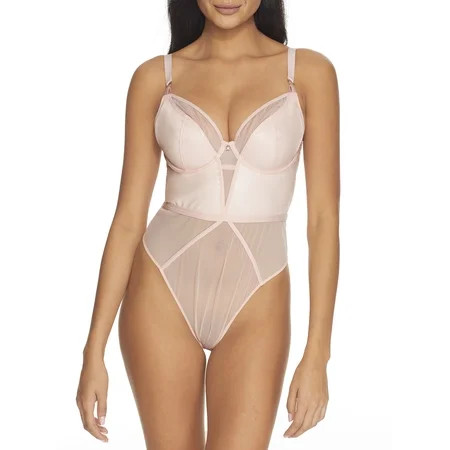 Curvy Kate BLUSH PINK Lucky Star Plunge Sexy Bodysuit US 34DD UK 34DD | Walmart (US)