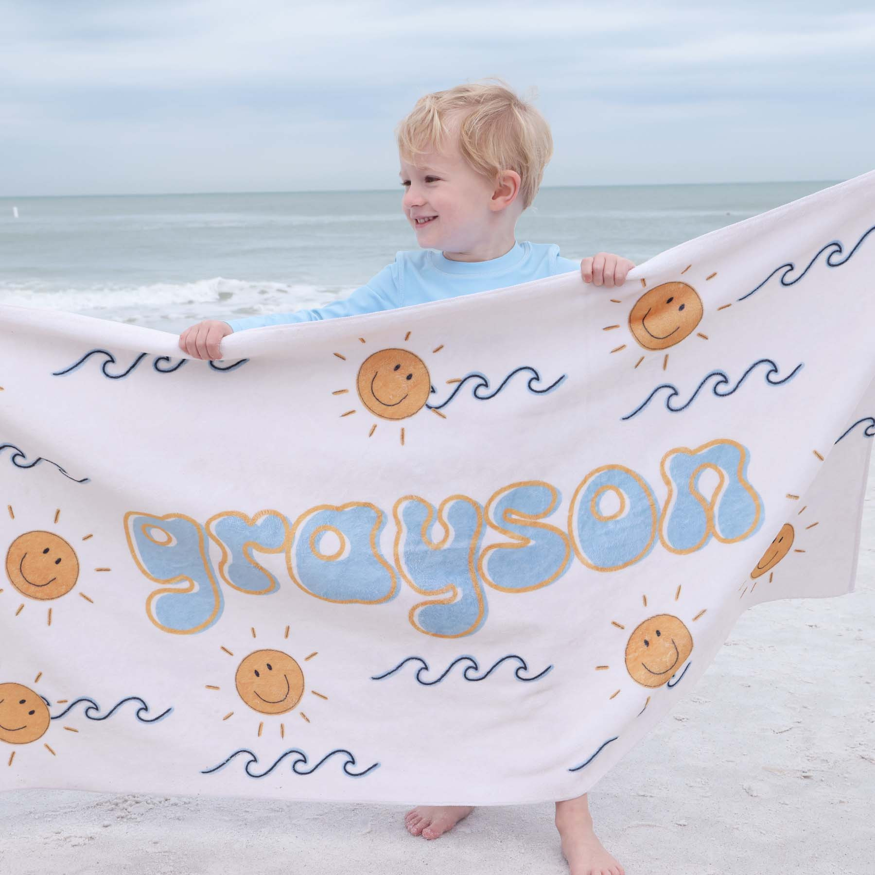 Sun's Out Personalized Kids Beach Towel | Caden Lane