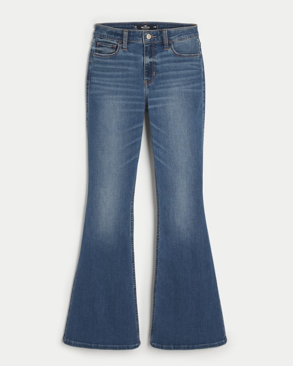 Women's High-Rise Medium Wash Flare Jeans | Women's Bottoms | HollisterCo.com | Hollister (US)