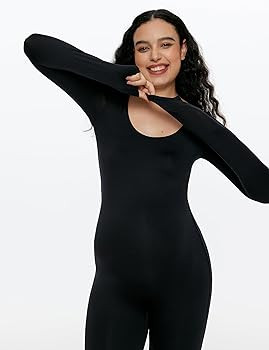 POSHDIVAH Women's Maternity Bodysuit Scoop Neck Long Sleeve Stretchy Jumpsuit Pregnancy Shapewear... | Amazon (US)