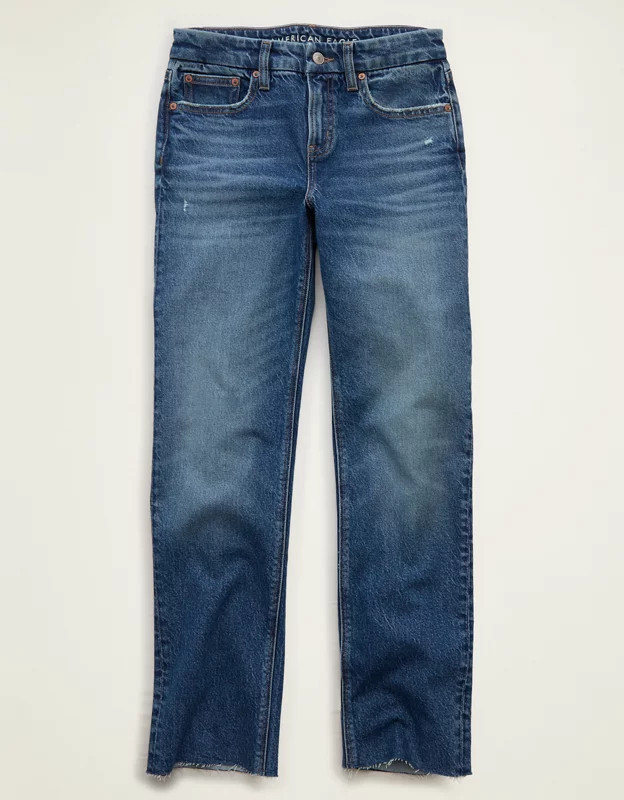 AE High-Waisted Curvy Straight Jean | American Eagle Outfitters (US & CA)