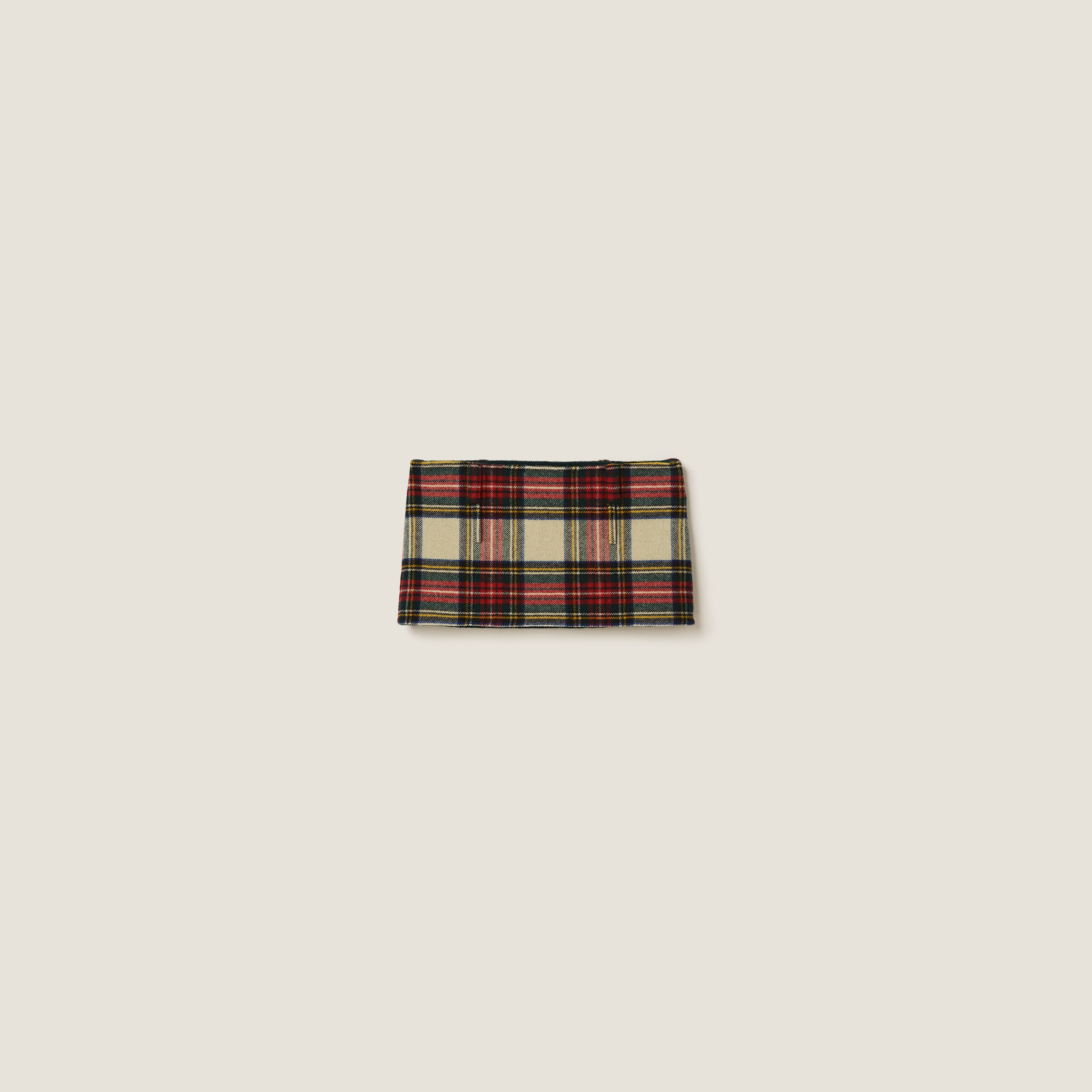 Ivory Plaid Miniskirt | Miu Miu | Miu Miu US