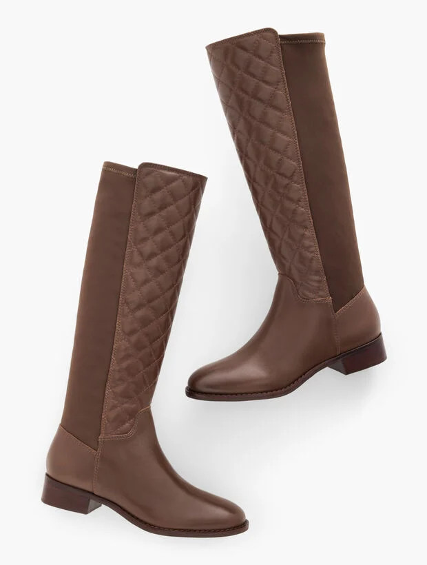 Tish Stretch Quilted Leather Tall Boots | Talbots