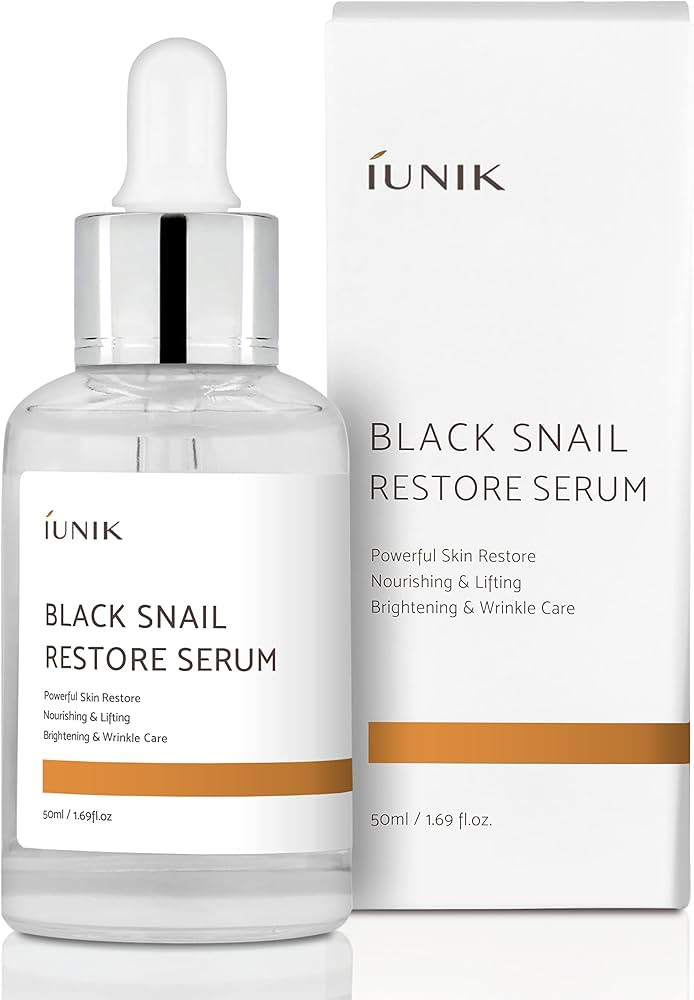 IUNIK 70% Black Snail Mucin Restore Serum Centella Essence Quick-absorption Deep Hydration Dark S... | Amazon (US)