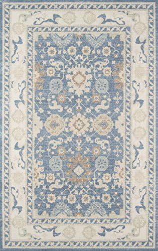 Momeni Anatolia Wool and Nylon Area Rug, 6'6" X 9', Light Blue | Amazon (US)