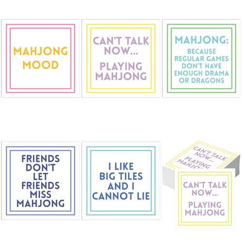 Weekgrat 100 Pcs Funny Mahjong Cocktail Napkins 5'' x 5'' Folded Mahjong Disposable 2-ply Paper Party Beverage Napkin Decorative Tableware Supply for Bar Wedding 5 Design Choices | Amazon (US)