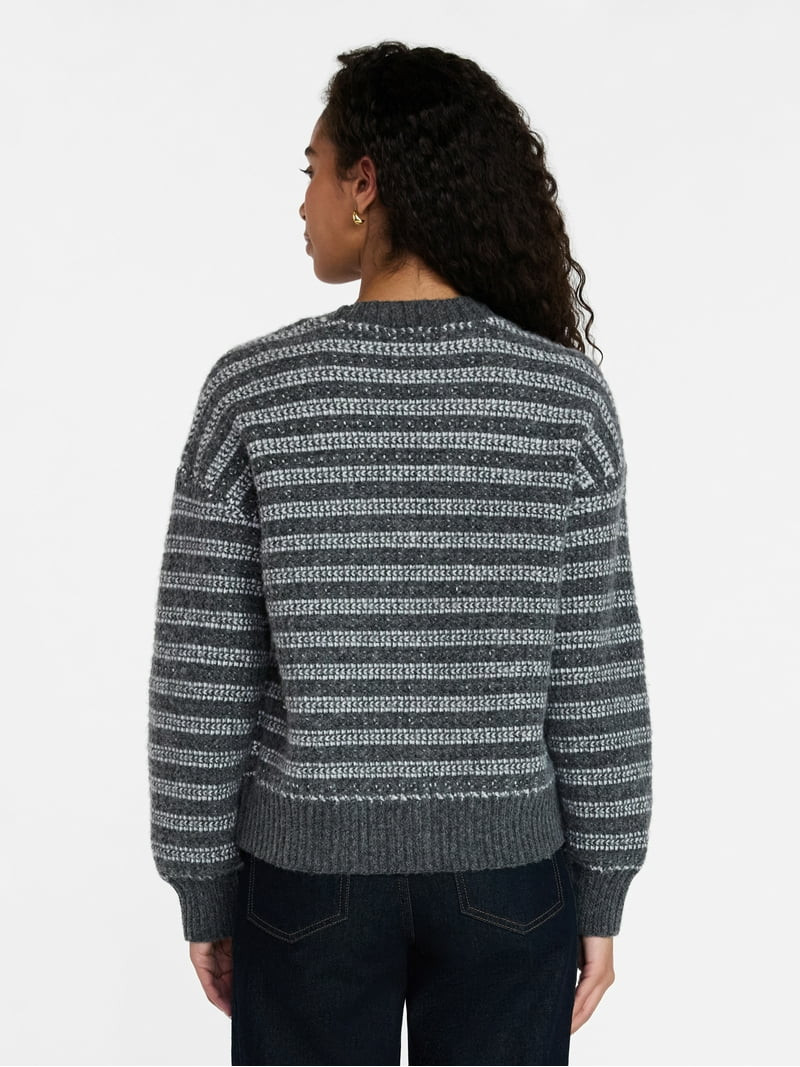 Time and Tru Women's Striped Cardigan Sweater, Midweight, Sizes XS-XXXL | Walmart (US)