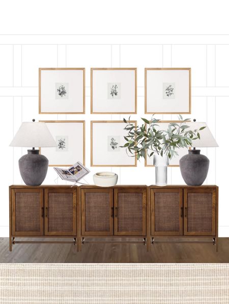Darker version of a recent entryway design! Swap out the cabinets and lamps for something more moody and organic modern style.

Cane cabinets, black lamps, large lamps, frames, gallery wall, wall ideas, entryway ideas, entryway console table, entry table, entryway designs, design boards, stems and vases, table decor

#LTKstyletip #LTKhome #LTKsalealert