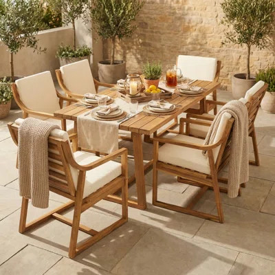 Outdoor Dining Set 7-Piece Outdoor Dining Set Patio Table And Chairs Set Modern Outdoor Furniture Set for Patio, Backyard, Garden | Wayfair North America