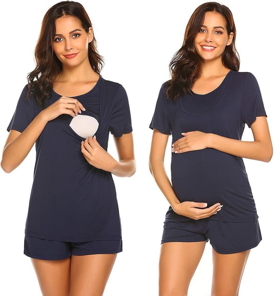 Ekouaer Labor/Delivery/Nursing Maternity Pajamas Set for Hospital Home, Basic Nursing Shirt, Adjusta | Amazon (US)