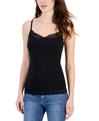 Women's Lace-Trim Shelf-Bra Tank Top | Macy's