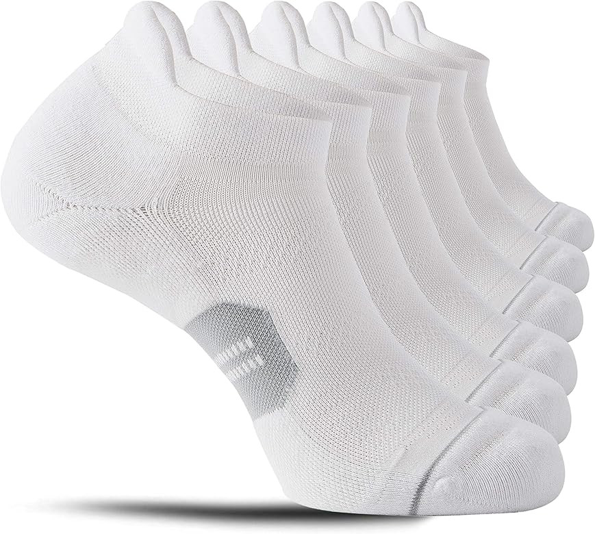 6 Pack Men's Running Ankle Socks with Cushion, Low Cut Athletic Tab Sport Socks | Amazon (US)