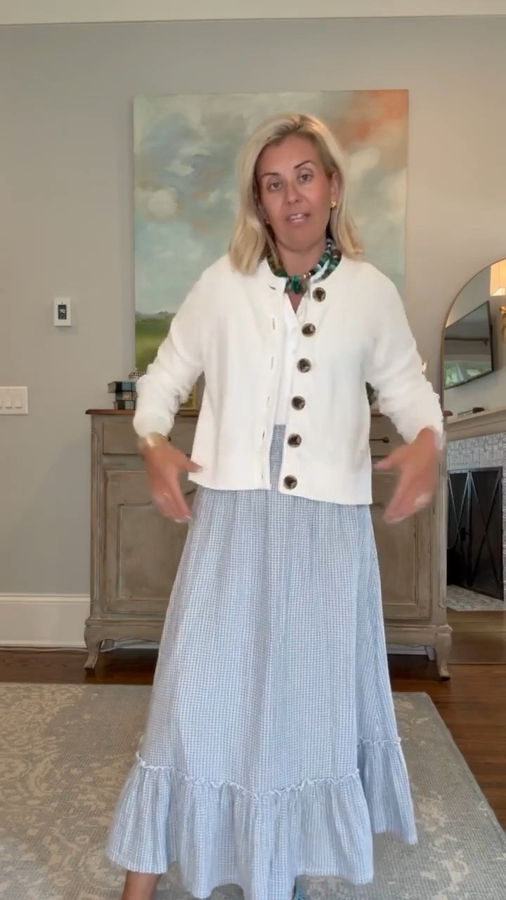 There is certainly nothing boring about this outfit…especially this gauze skirt. I also have it in navy and I could not love it more. I wear an XS top, skirt & cardigan. 

#LTKdayinmylife #LTKootd #LTKmomlife