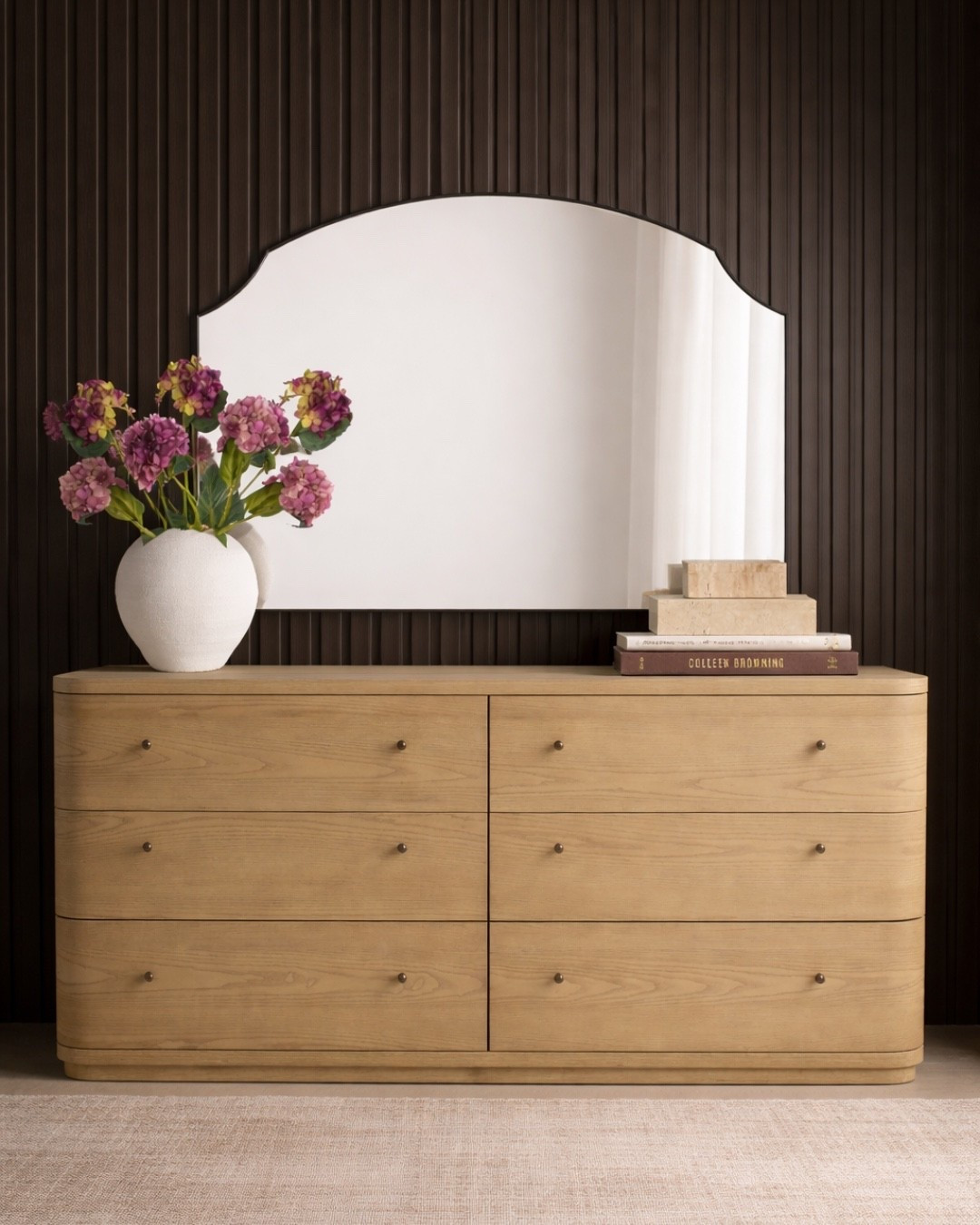 This dresser is one of my all time favorite wood dressers! High quality, a beautiful curved design, and the prettiest knobs. Love! 

#LTKHome