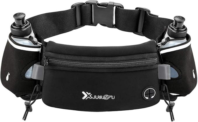 Running Belt with Water Bottles(2 x 175ML), Hydration Belt Waterproof Waist Pack Bag Fits iPhones... | Amazon (US)