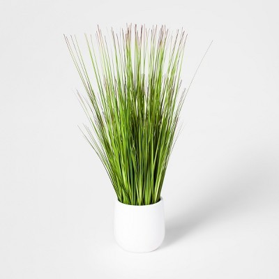 20" x 7" Artificial Grass Arrangement In Pot Green/White - Threshold™ | Target