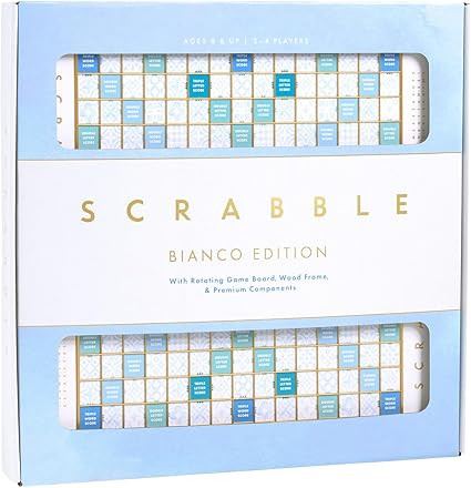WS Game Company Scrabble Bianco Edition with Rotating Wooden Game Board | Amazon (CA)