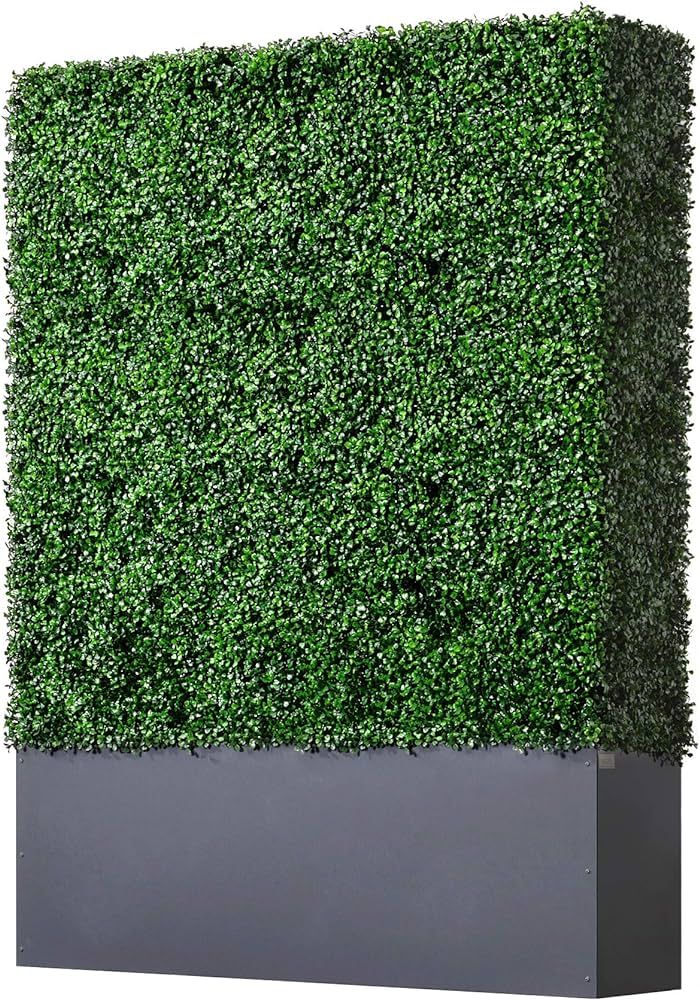AGPL New Generation Artificial Hedge Green Wall with Dark Gray 201 Stainless Steel Planter Box (6... | Amazon (US)