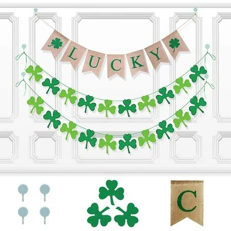 St Patrick's Day Decorations 7-Pack - Shamrock Clover Banners Garland Saint Patricks Accessories Par | Walmart (US)