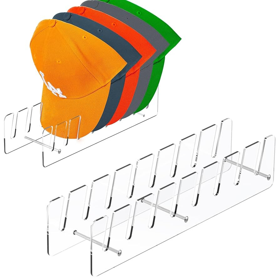 Hat Stand Organizer for Baseball Caps, Acrylic Hat Holder & Rack, 2PCS Clear Stand for 16 Caps, I... | Amazon (US)